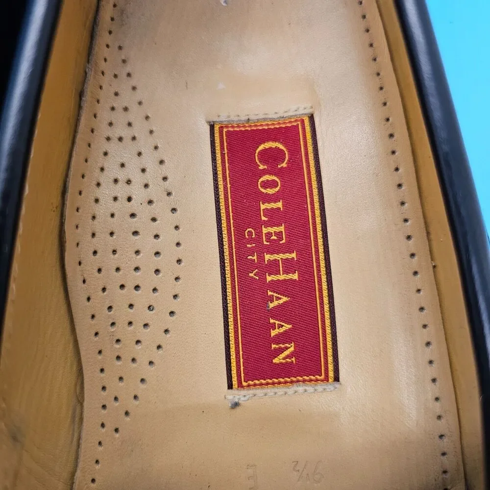 VTG Cole‎ Haan Mens Sz 9.5 E Pinch Tassel Loafer Shoes Black Dress Shoes 2673